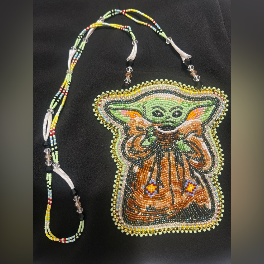Beaded Grogu Medallion Necklace